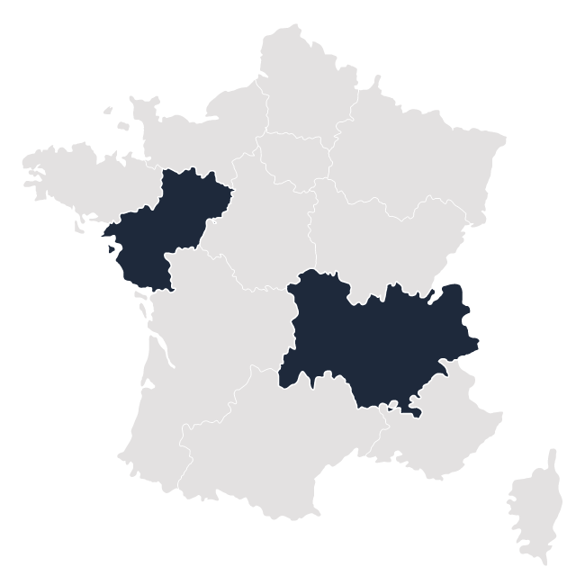Carte de France, fabriqué en Pays de la Loire et Rhône-Alpes